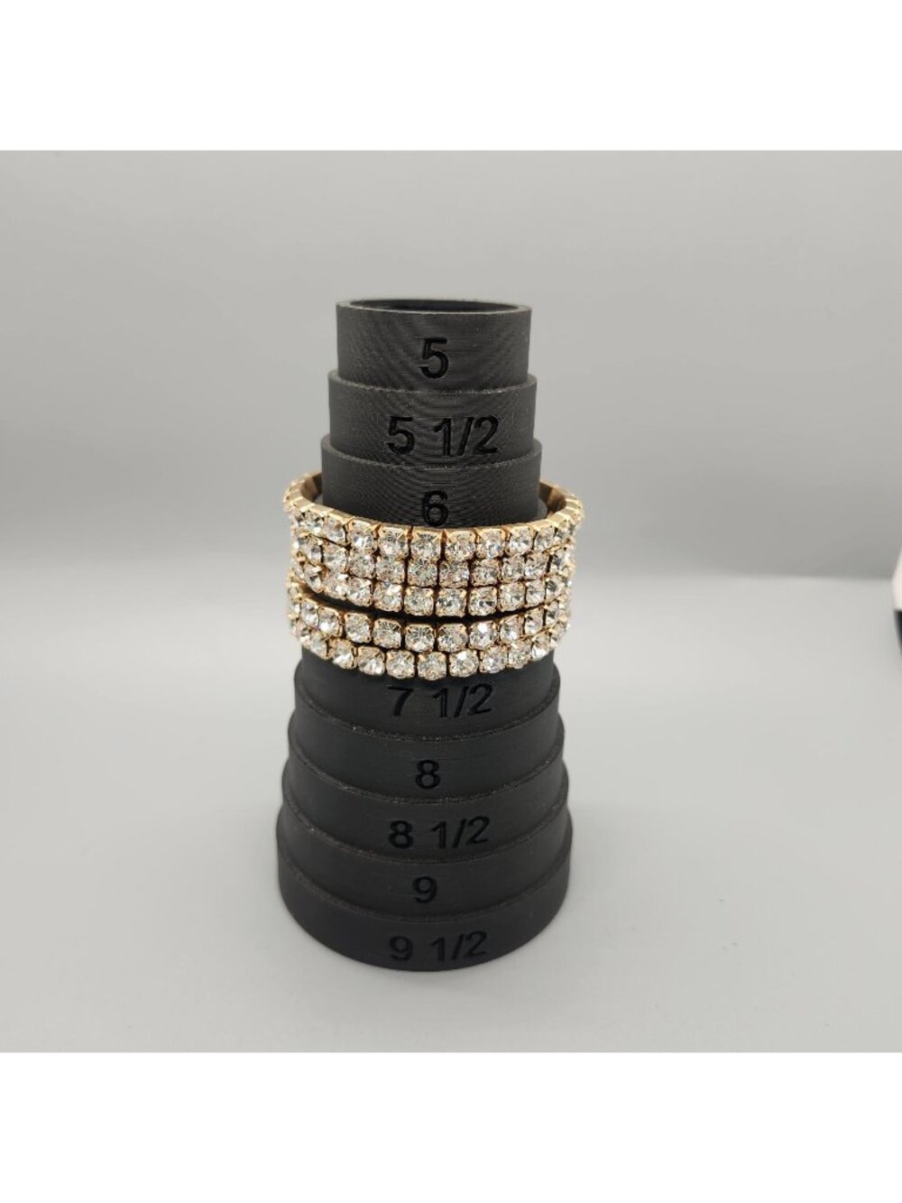 Gold-Tone Rhinestone Stretch Bracelets Set Of 5 Fits Sizes 6-7 1/2 Elegant Jewel